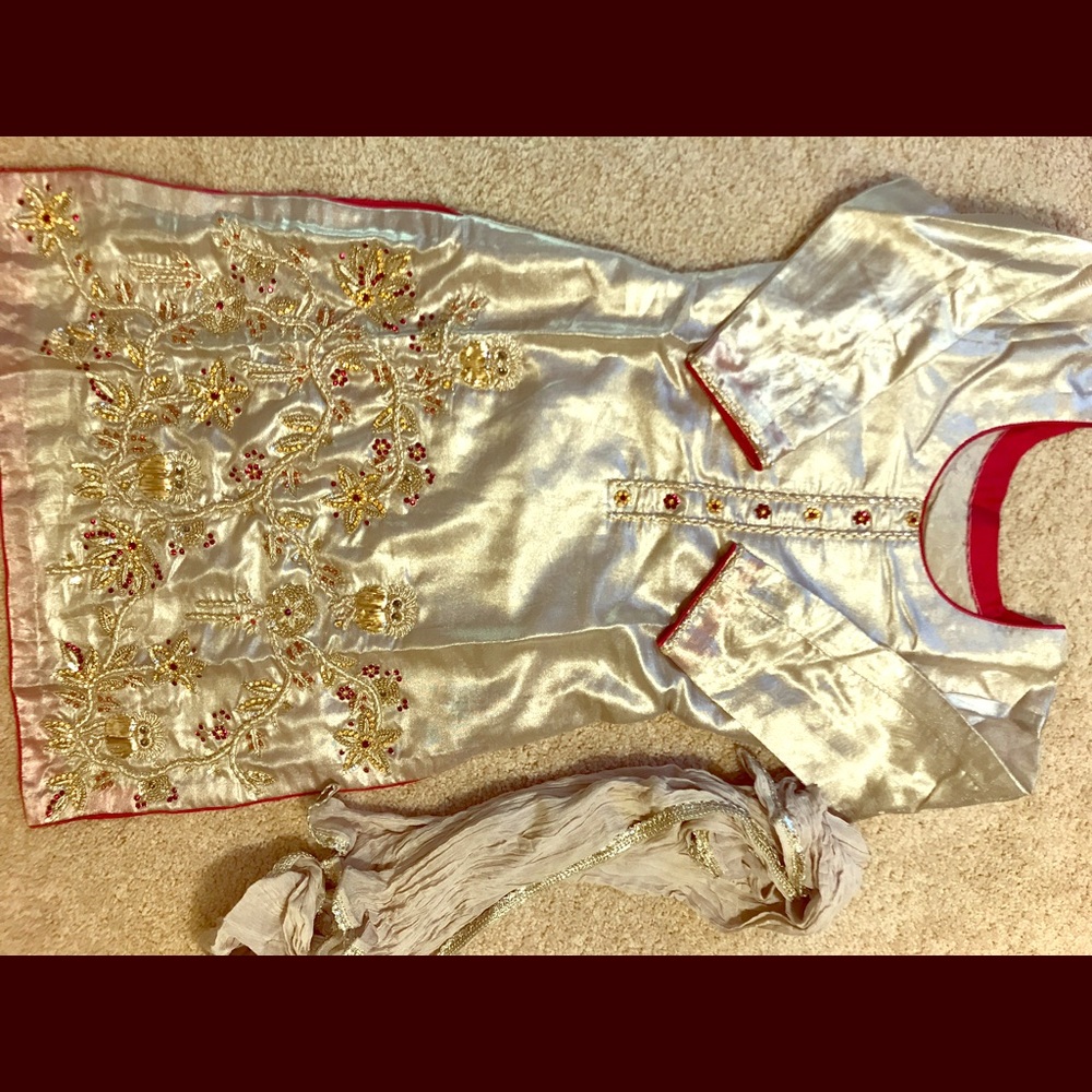 2 piece tissue material shirt dopatta